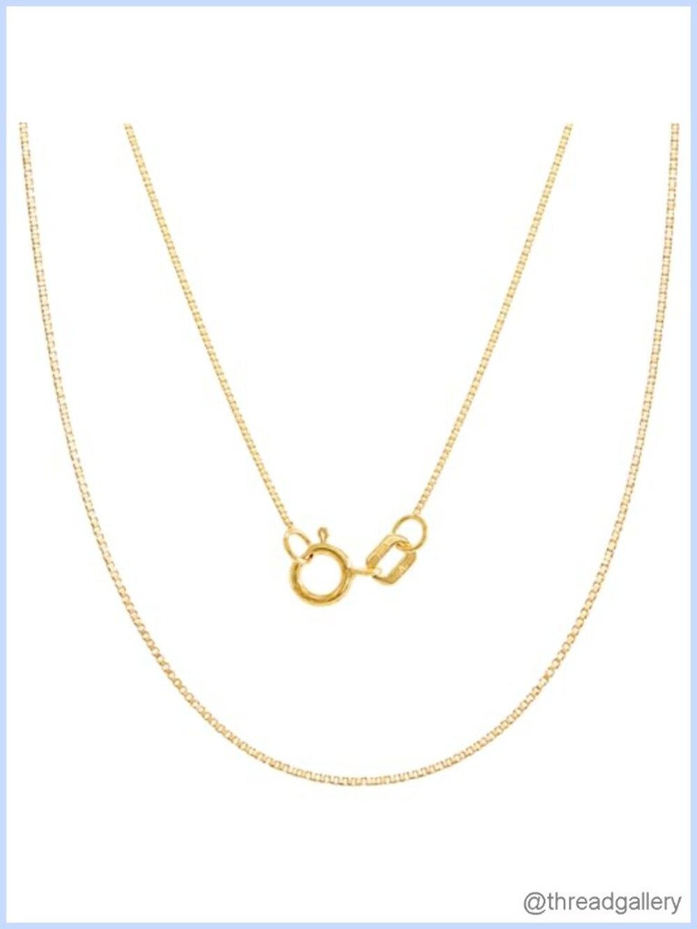 14K Solid Yellow Gold Box Chain Necklace 18 Inch Spring Ring